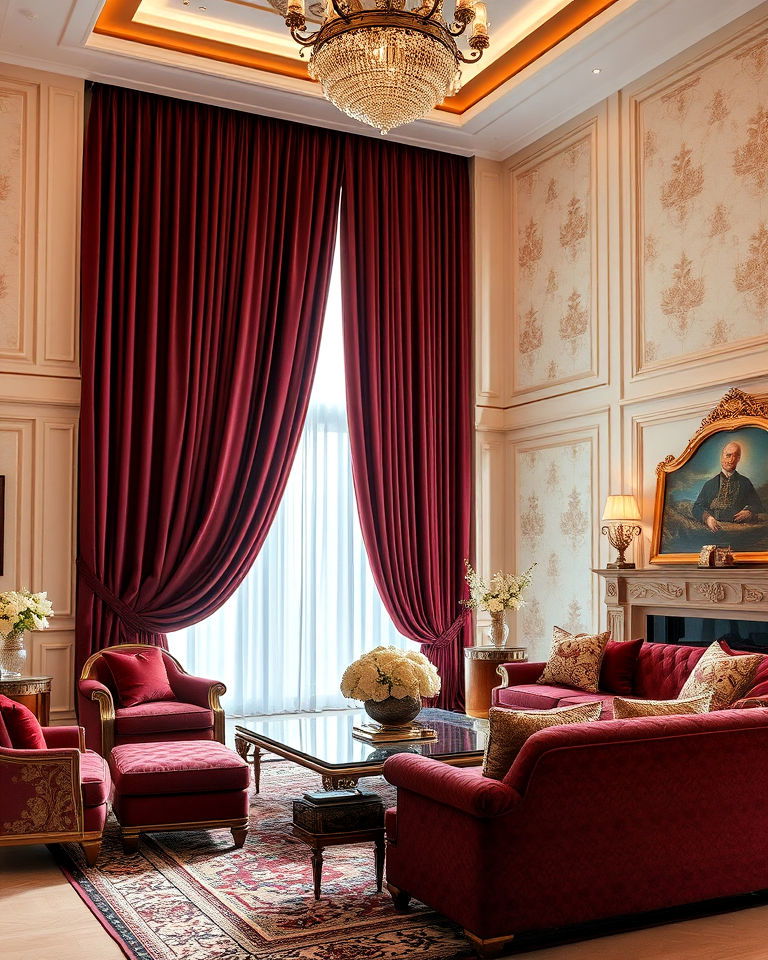 luxurious floor to ceiling drapes for a living room