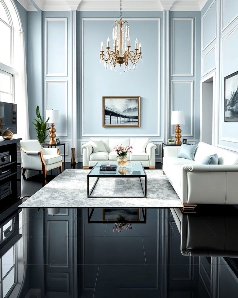 luxurious glossy black floor