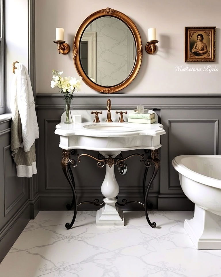 luxurious marble washstand with decorative legs