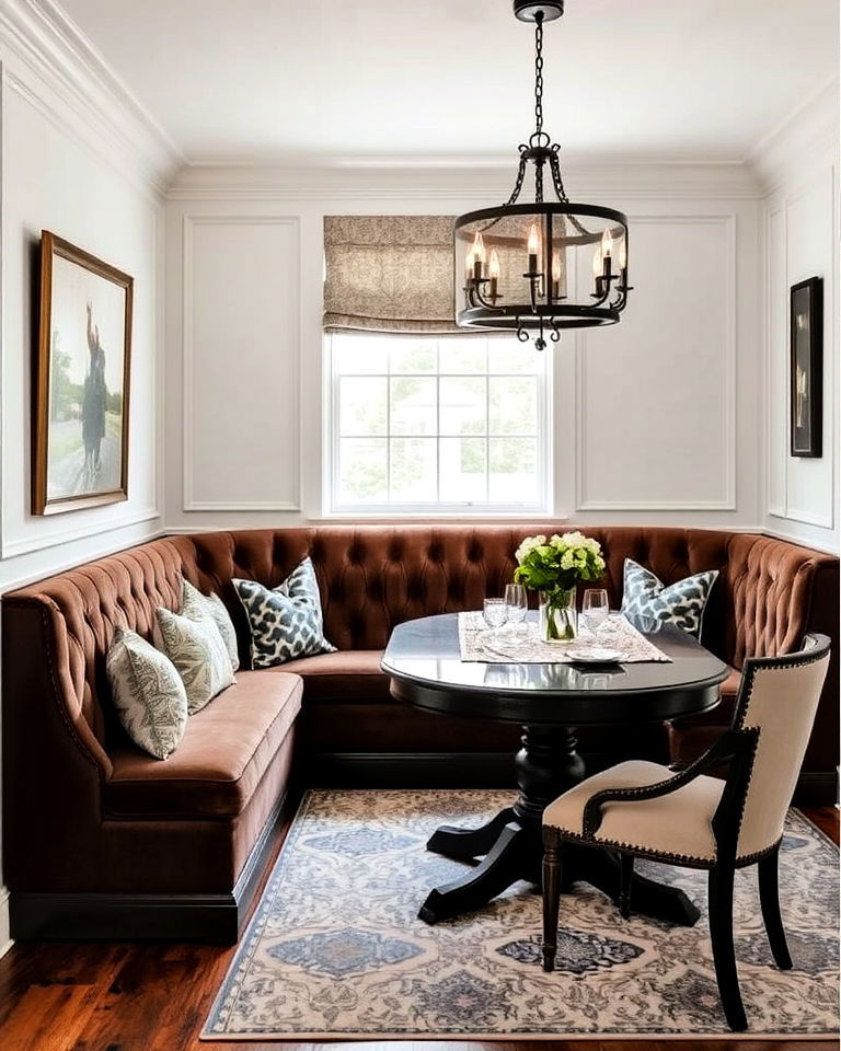 luxurious upholstered banquette seating