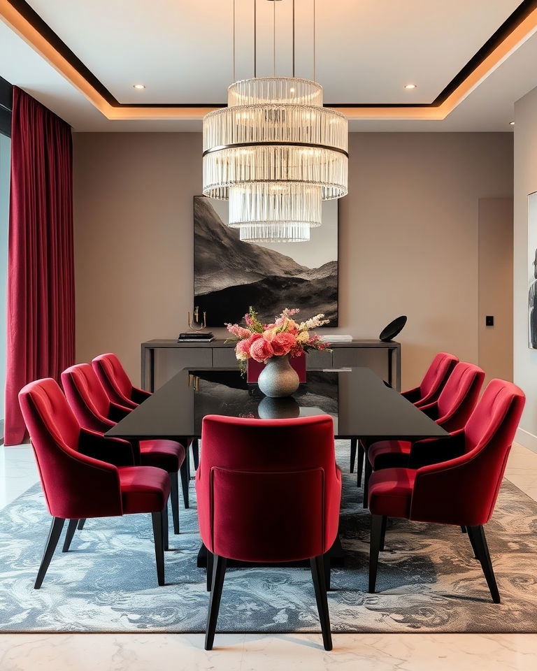 luxurious velvet dining chairs