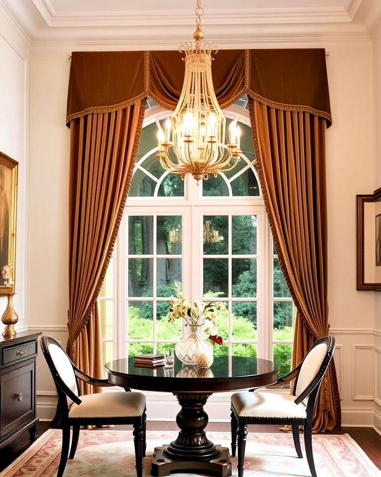 luxurious velvet valances for dining room windows