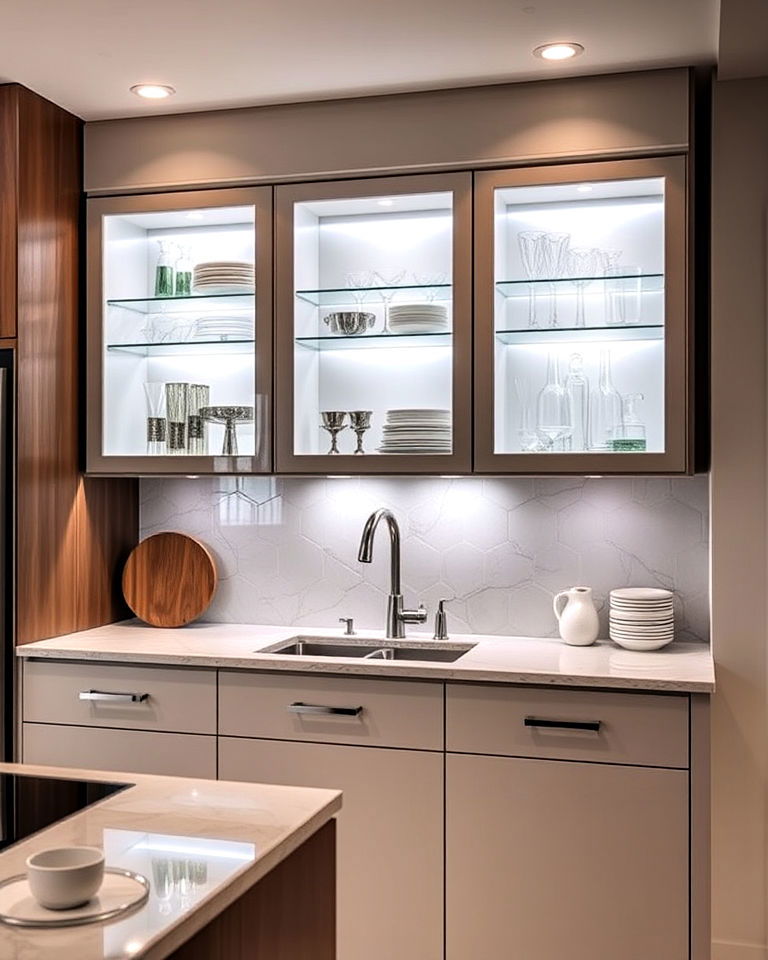 luxury glass cabinets with led lighting