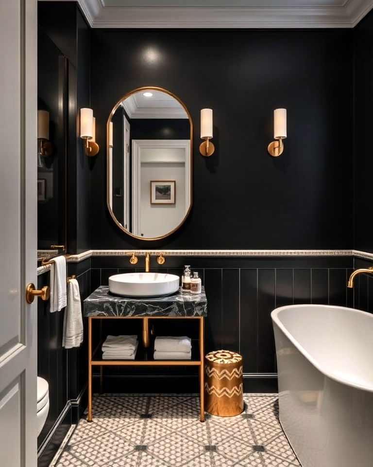 luxury metallic accents bathroom