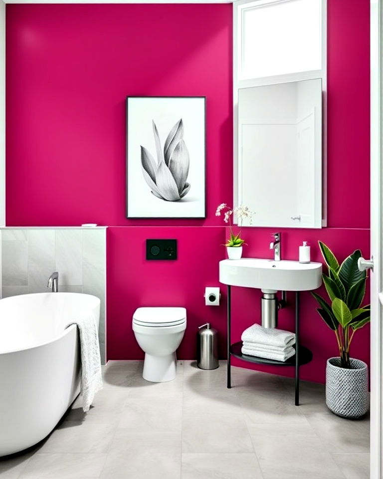 magenta accent wall for a bold look bathroom