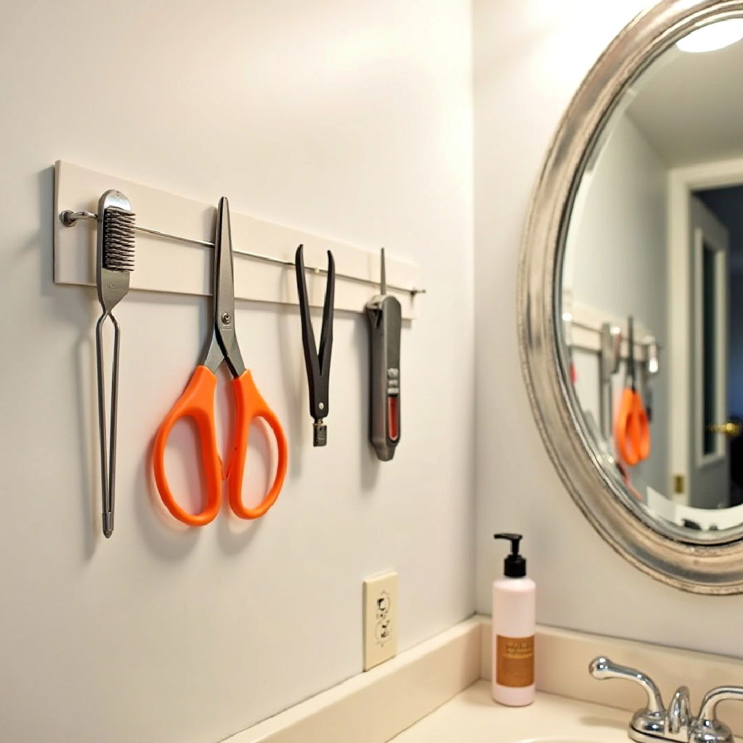 magnetic strip for grooming tools idea
