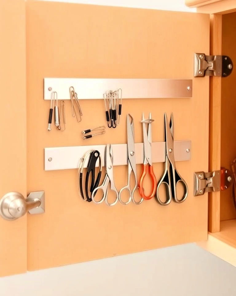 magnetic strip inside bathroom cabinet door