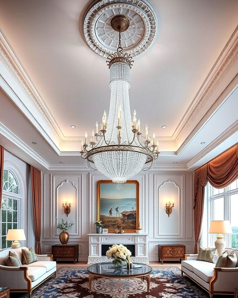 majestic crystal chandelier for a royal living room