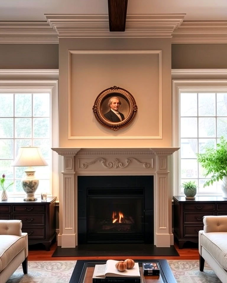 mantel with decorative molding