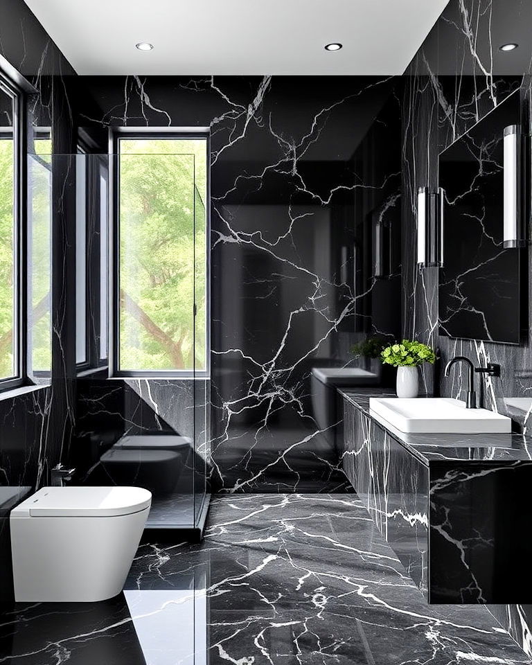 marble and glass contrast for bathroom