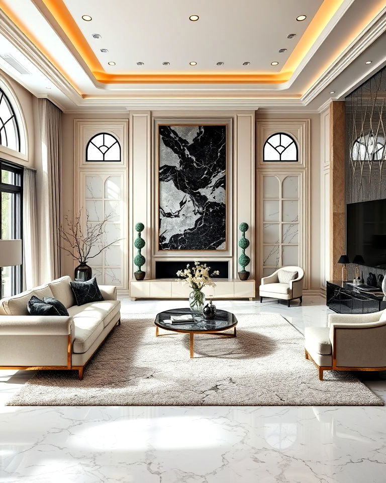 marble flooring for an opulent mansion living room