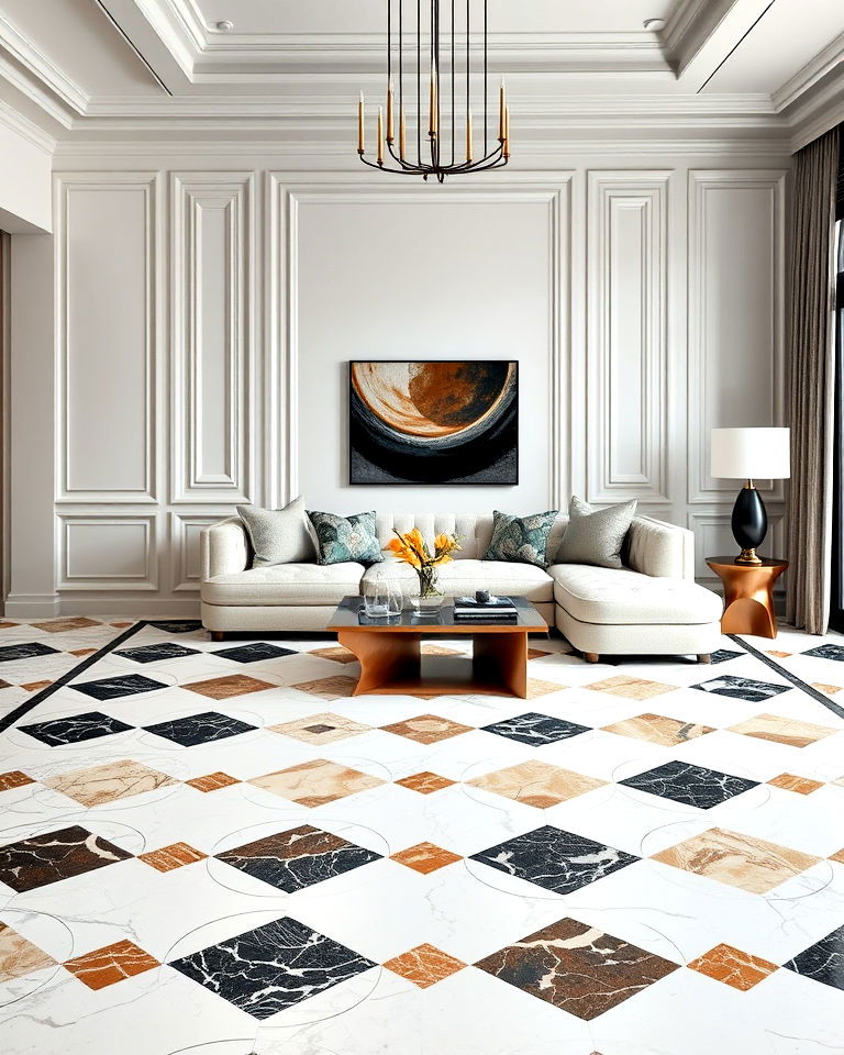 marble floors with geometric patterns