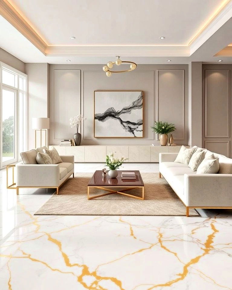 marble floors with gold veins for opulence