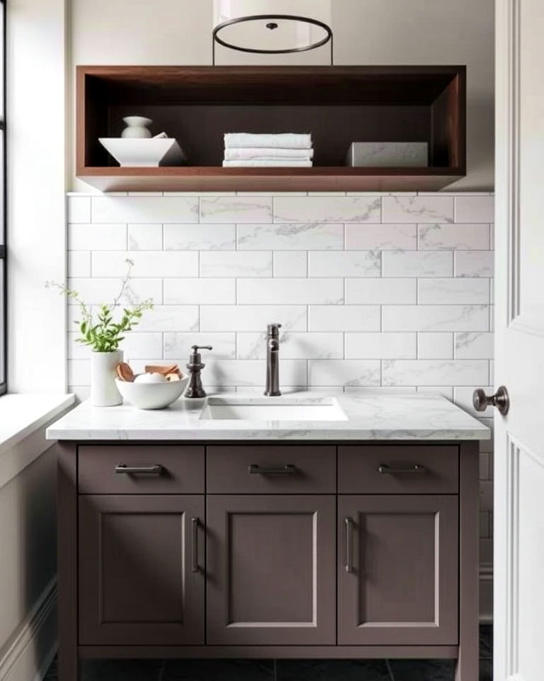 marble subway tiles backsplash
