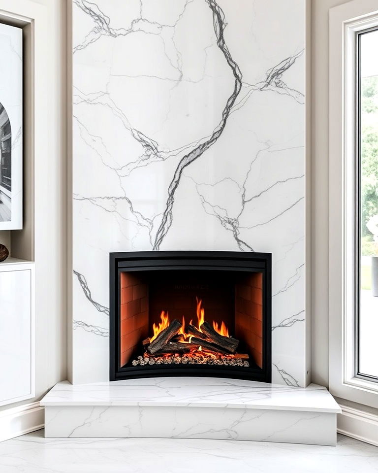 marble surround corner fireplace