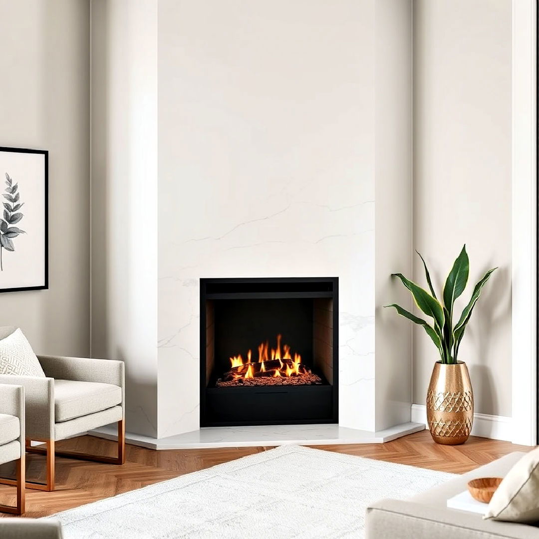 marble surround corner gas fireplace