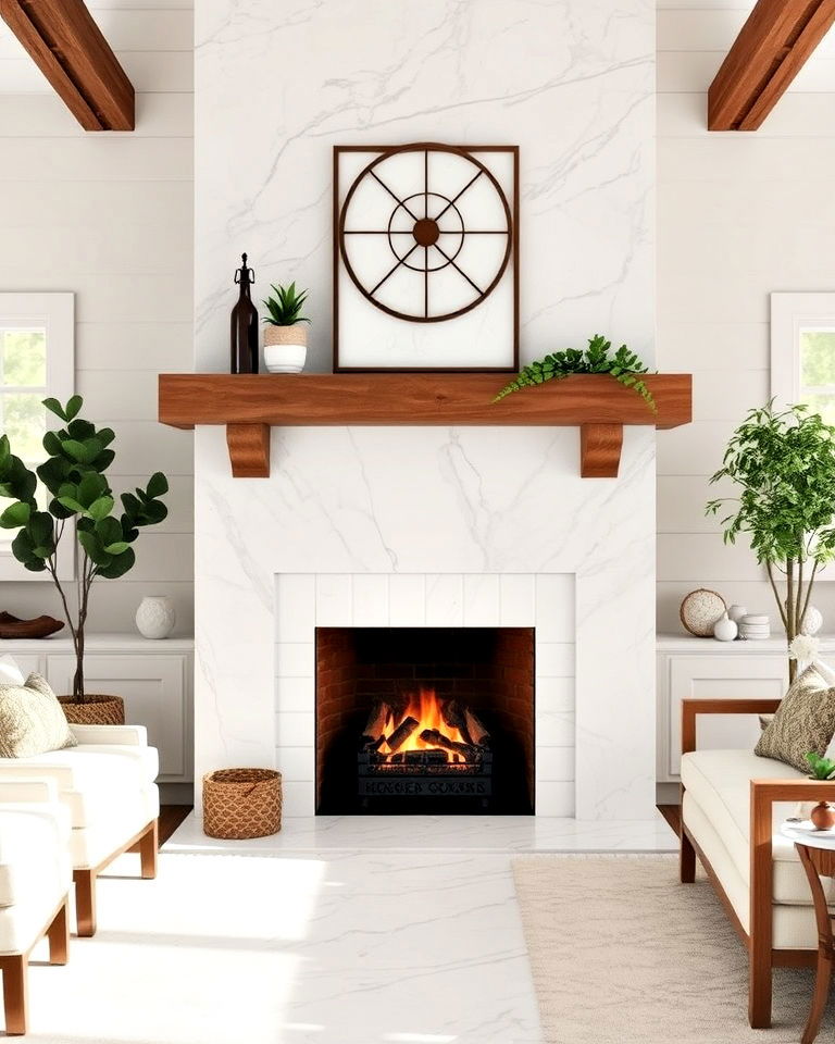 marble tile fireplace for a refined look