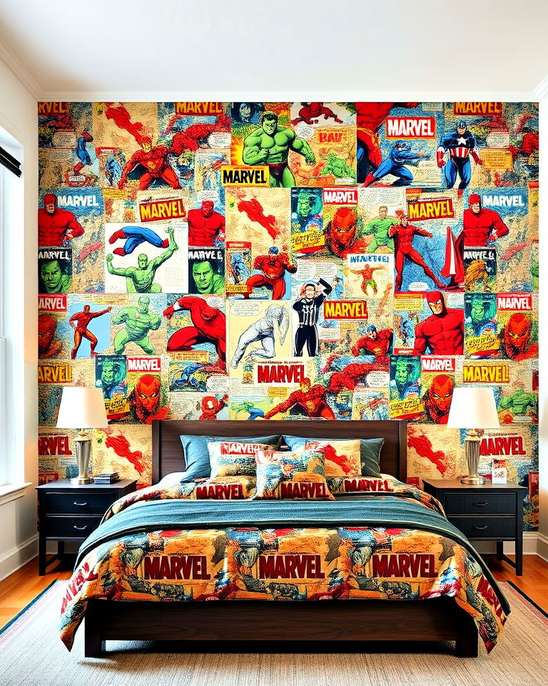 marvel comics collage wall