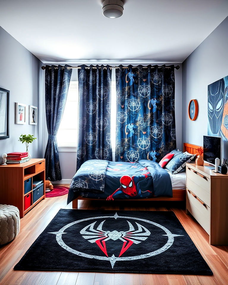 marvel themed curtains and rugs