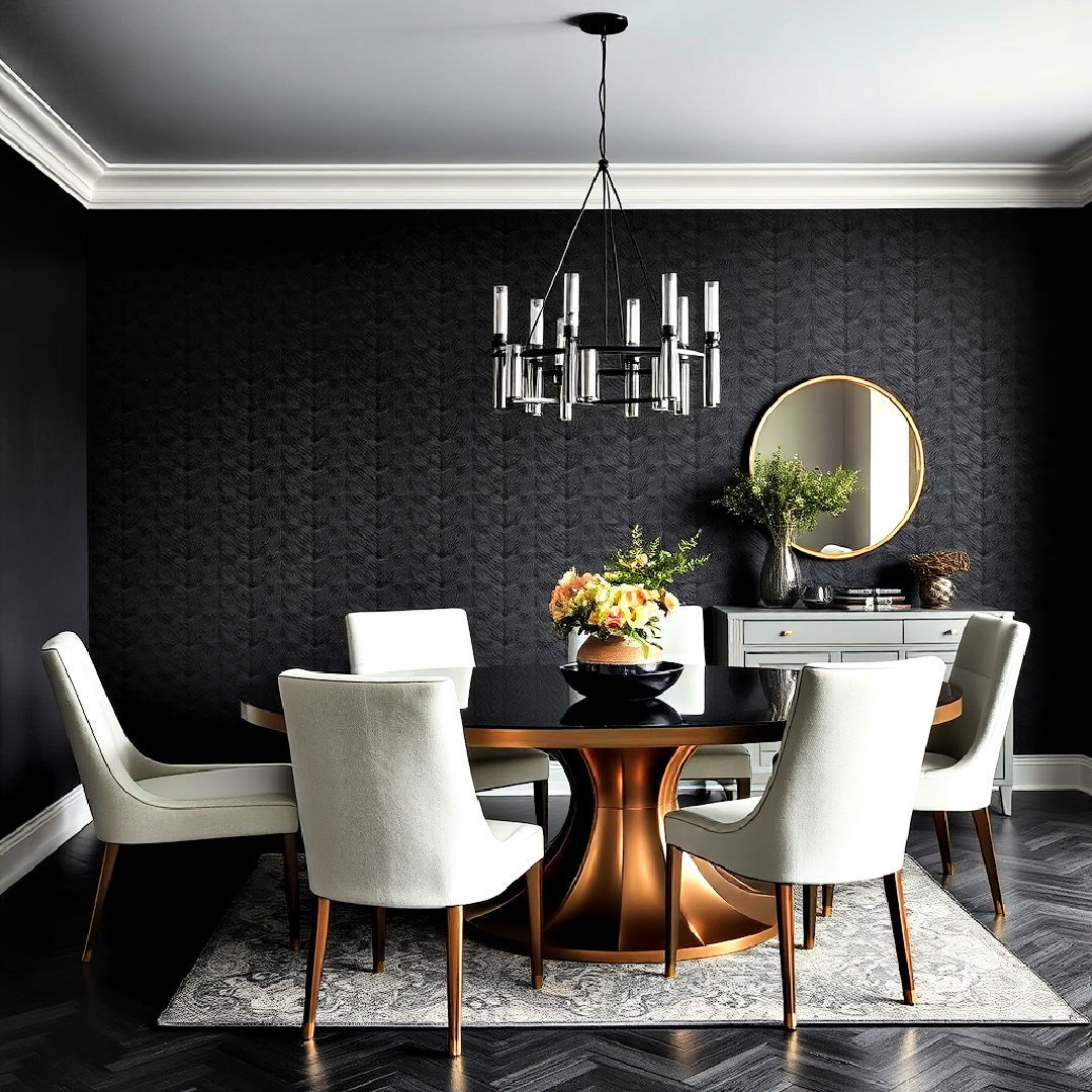 masculine dining room dark wallpaper