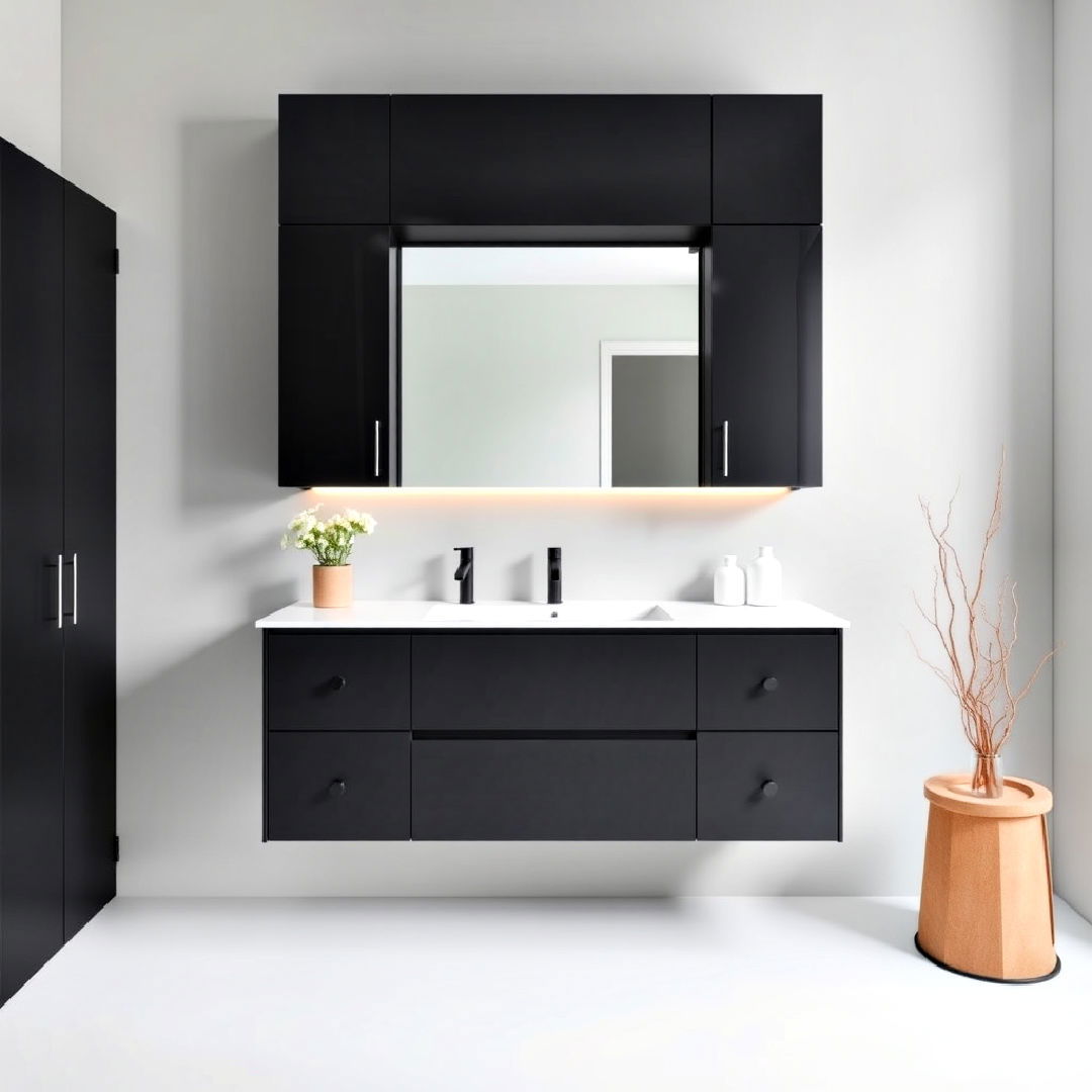 matte black floating vanity for bathroom