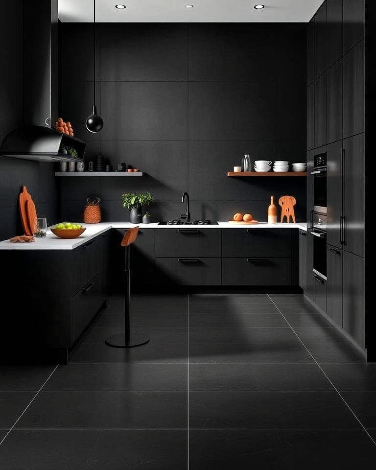 matte black porcelain tiles