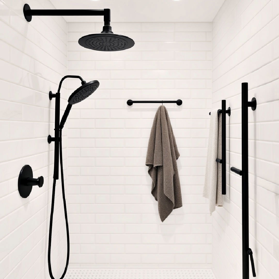 matte black showerhead and accessories idea