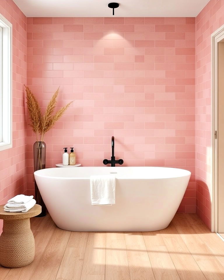 matte pink tiles for a subtle touch