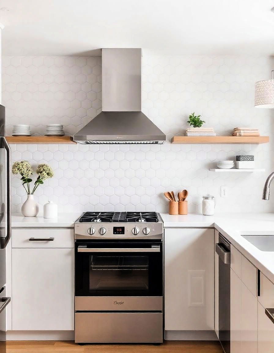 matte white hexagon tiles backsplash for modern kitchen matte white hexagon tiles backsplash for modern kitchen