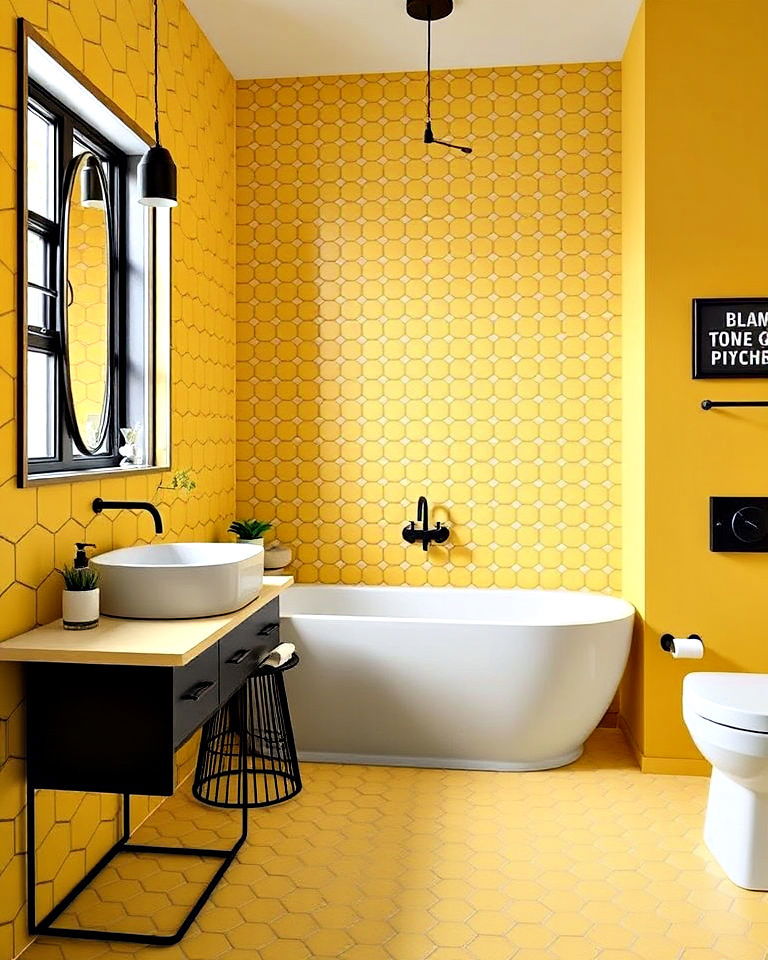 matte yellow hexagon tiles for a modern twist