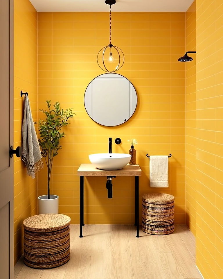 matte yellow tiles for a minimalist look