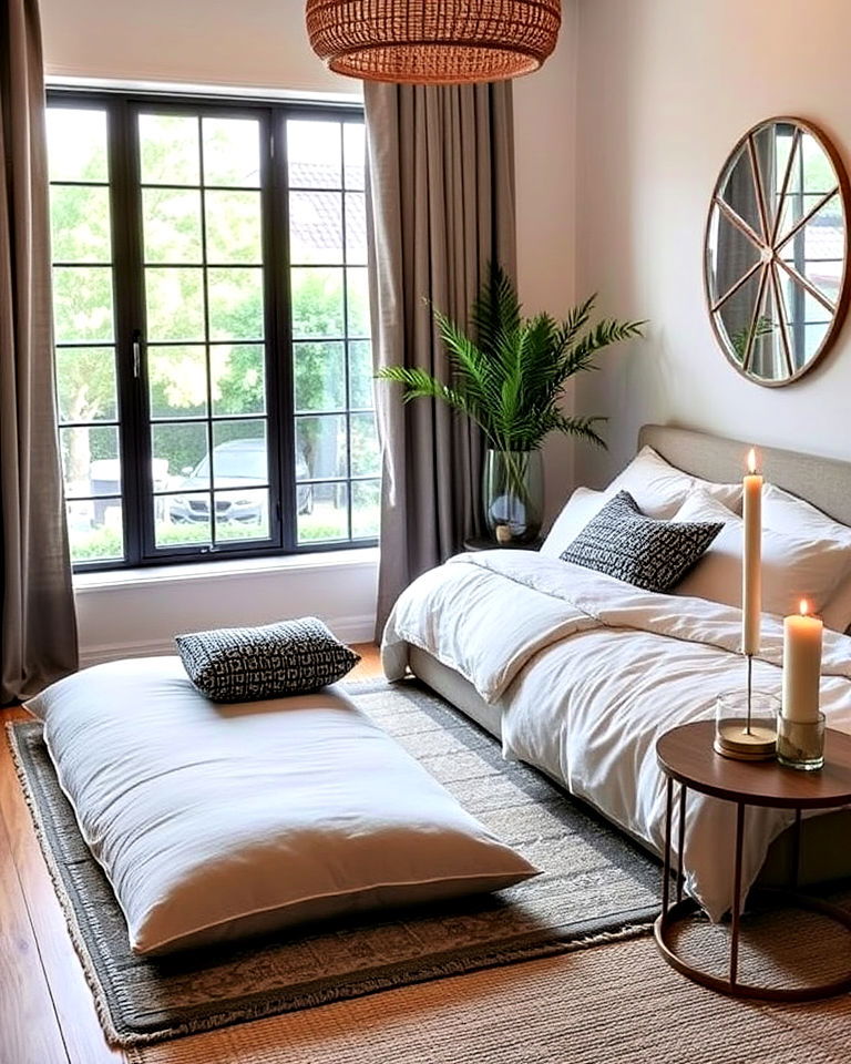 meditation nook in zen bedroom