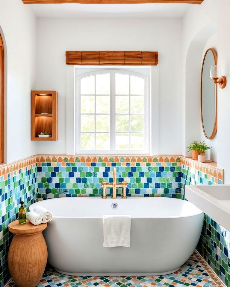 mediterranean bathroom with mosaic tiles