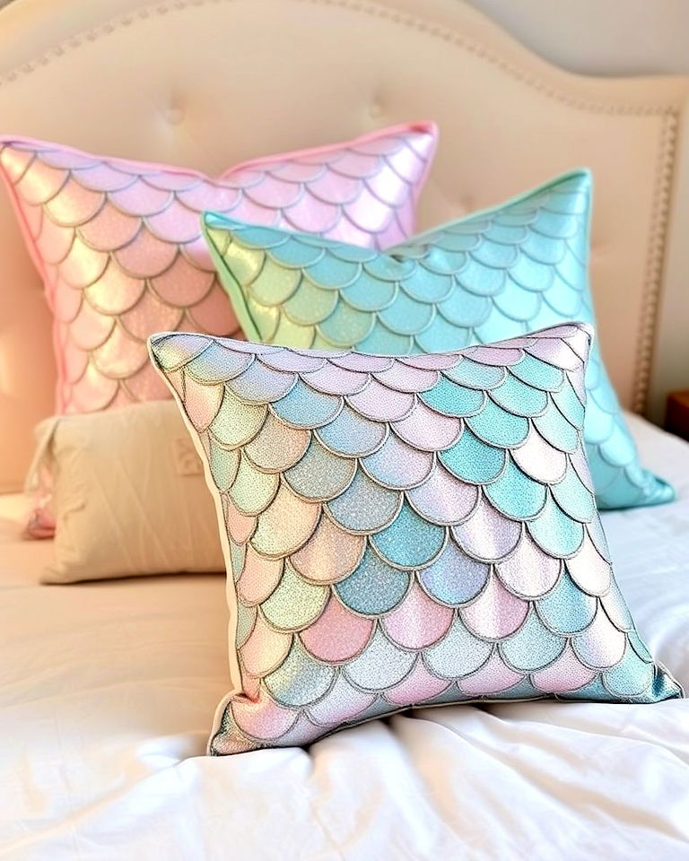 mermaid scales throw pillows