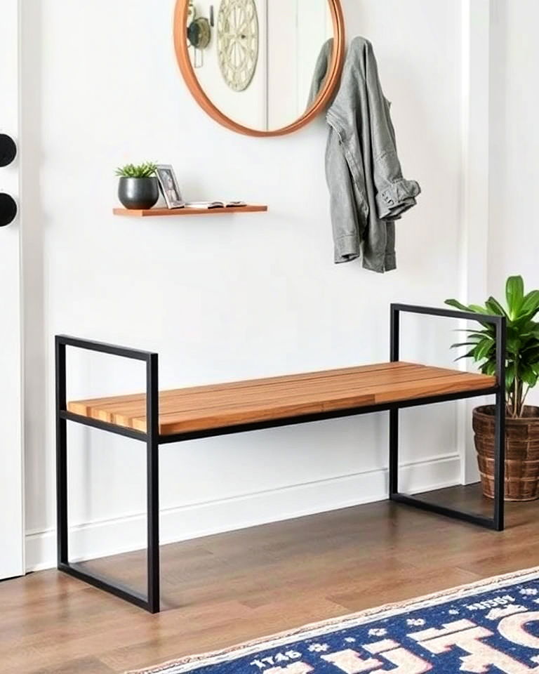 metal framed bench for industrial flair