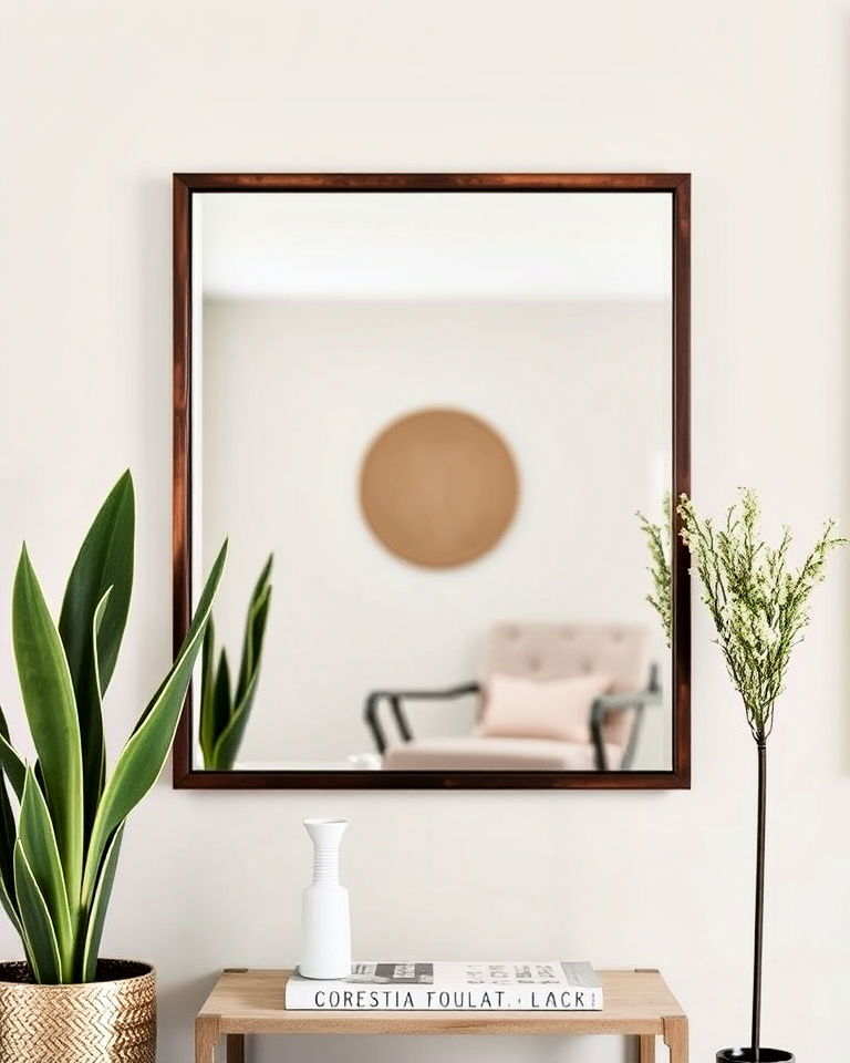 metal framed mirror for industrial flair