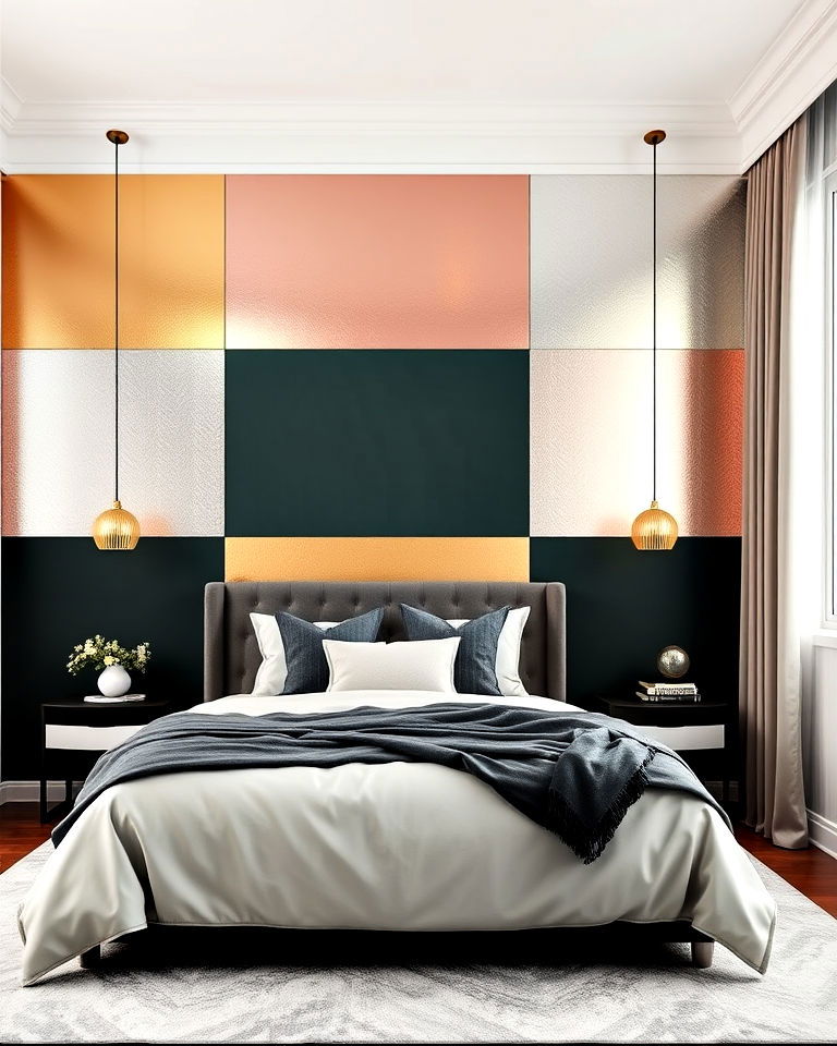 metallic color block wall painting