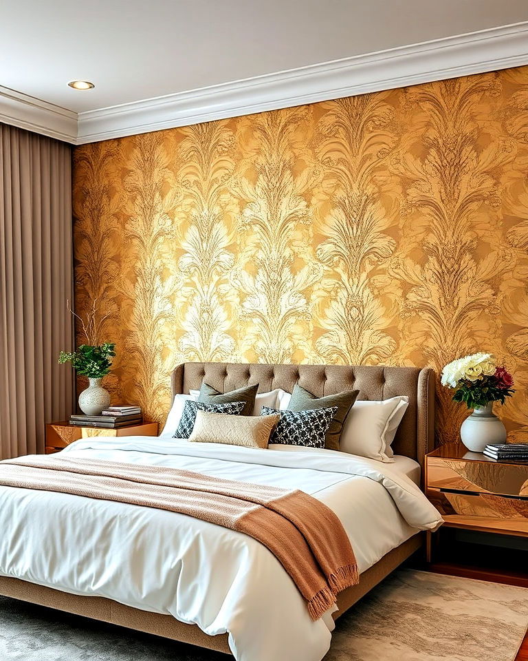 metallic gold bedroom wallpaper