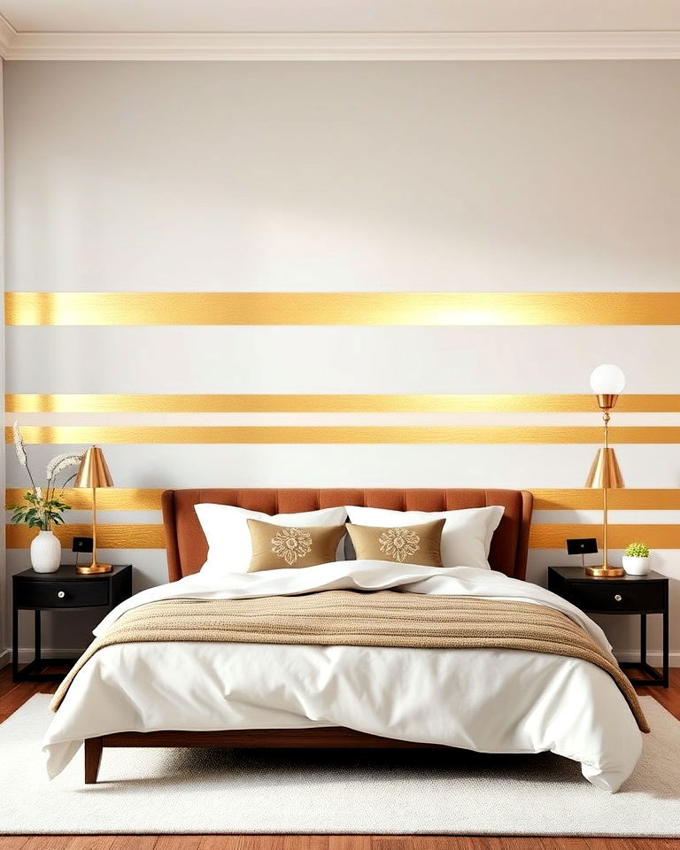 metallic stripes for bedroom wall