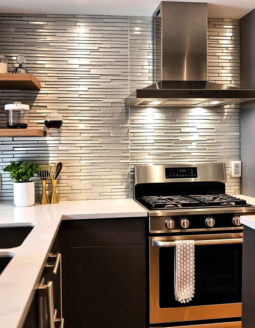 metallic tile backsplash for modern kitchen metallic tile backsplash for modern kitchen
