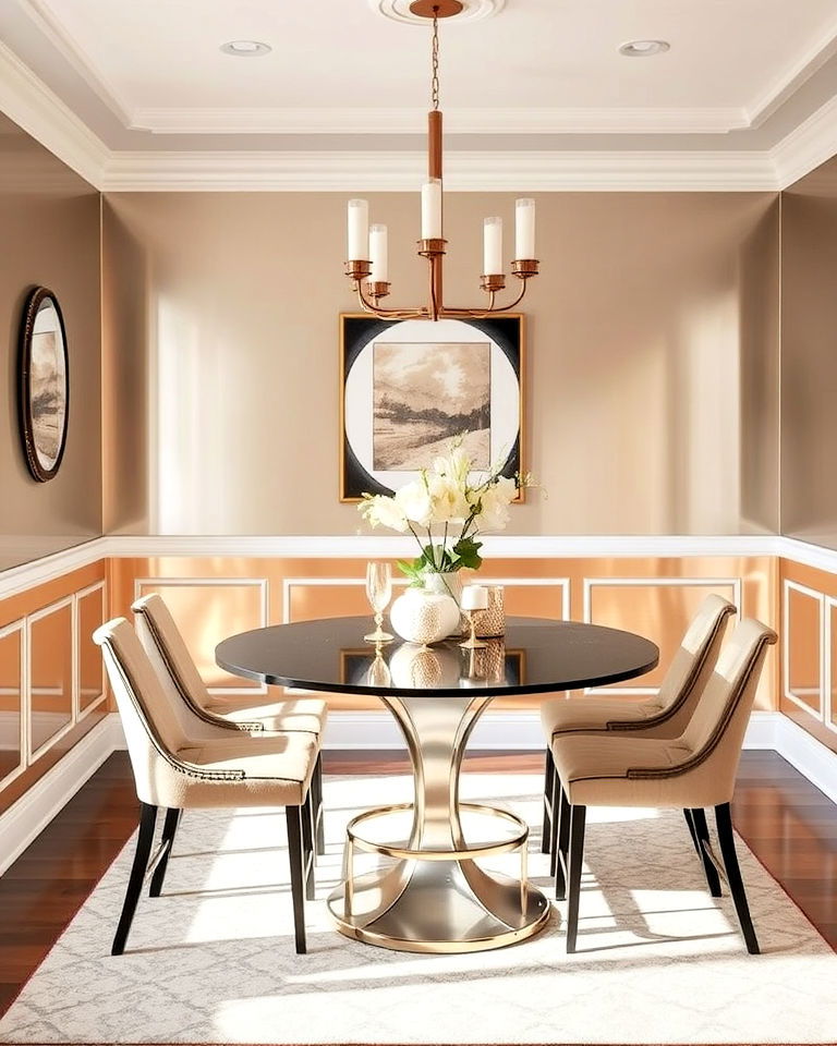 metallic wainscoting to add glamour to any dining room