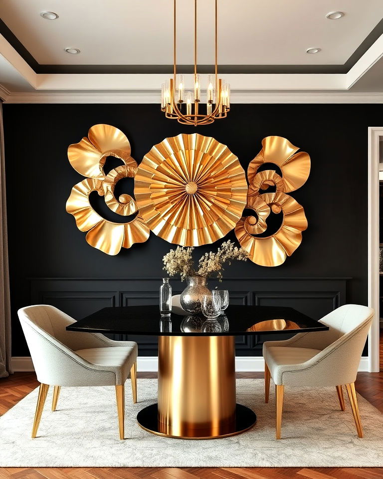 metallic wall art for a luxurious touch