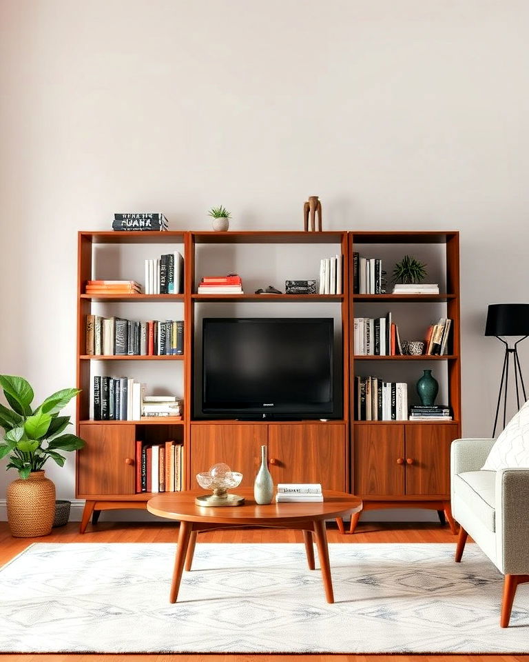 mid century modern bookshelves idea