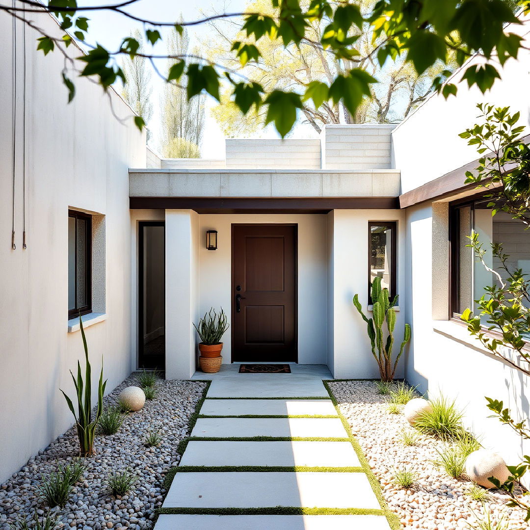 mid century modern courtyard entrance