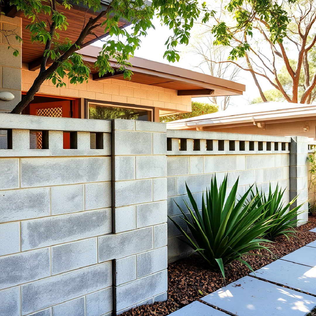 mid century modern exterior concrete block walls