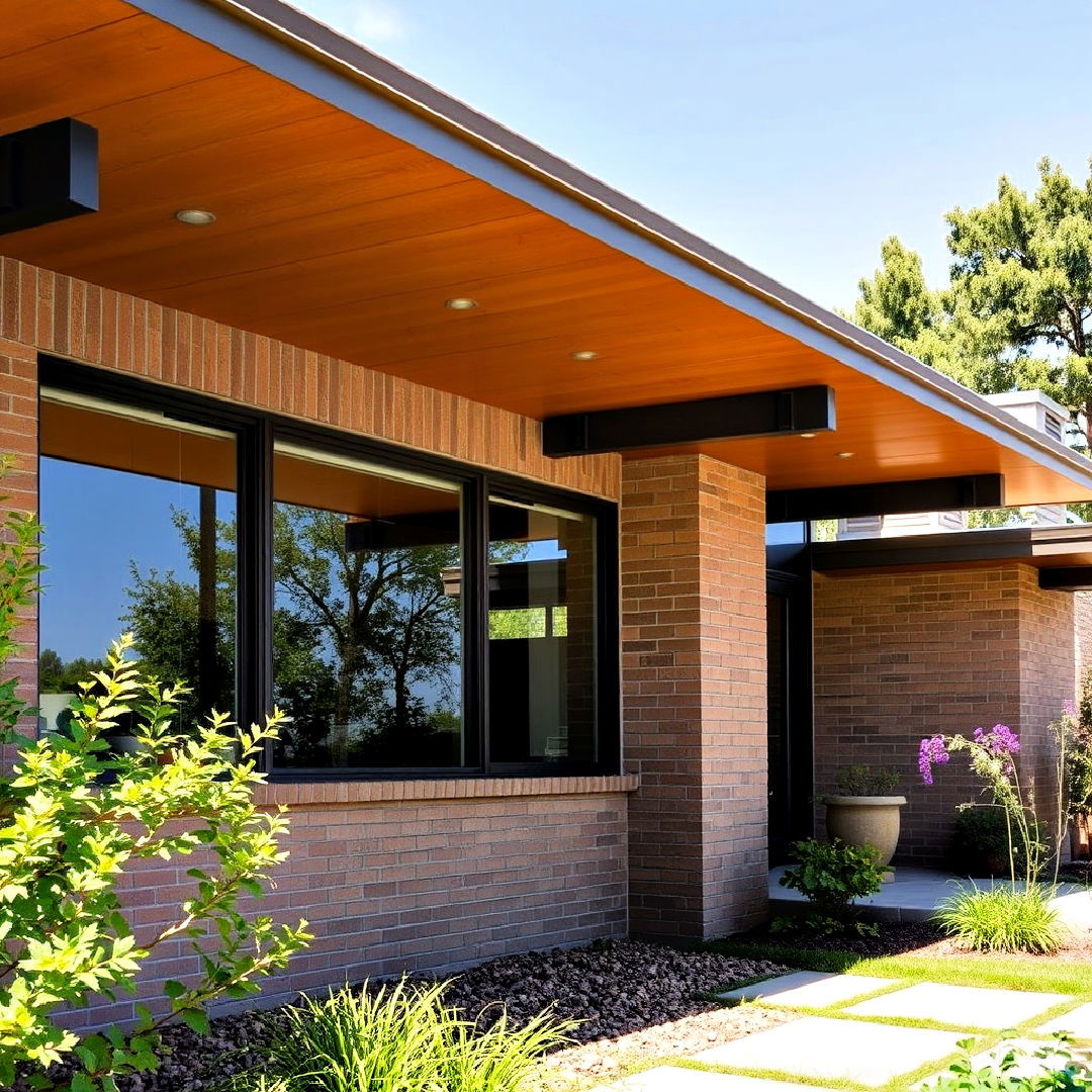 mid century modern home overhanging eaves