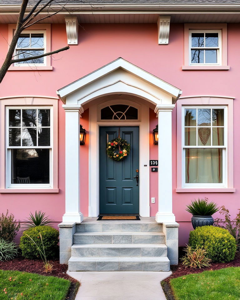 millennial pink house exterior for a modern touch