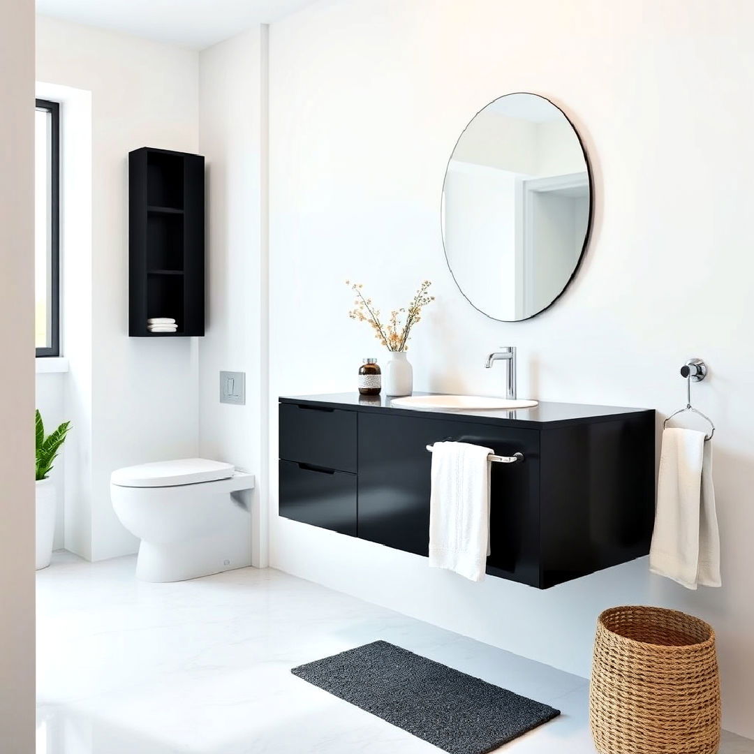 minimalist black floating vanity