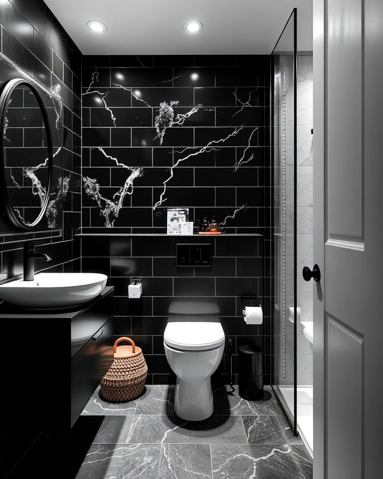 minimalist chic monochrome style half bathroom