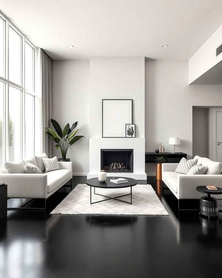 minimalist decor to highlight black floor